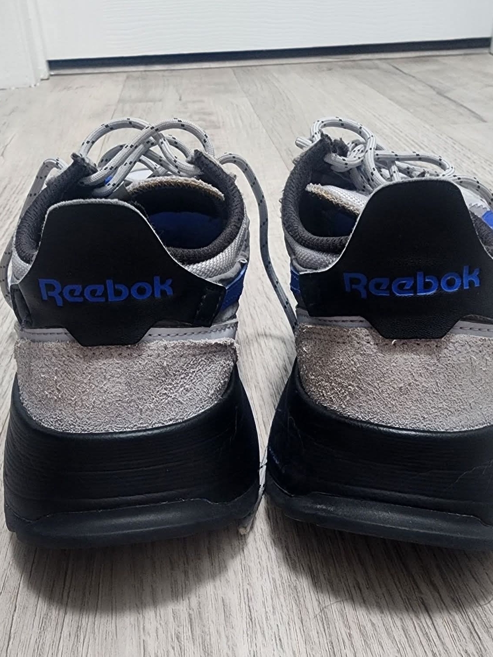 Reebok Womens Gray, Black & Blue Sneakers